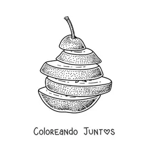Imagen para colorear de una pera rebanada