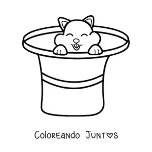 Imagen para colorear de un gato en un sombrero
