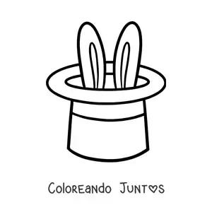 Imagen para colorear de un sombrero de mago con un conejo dentro