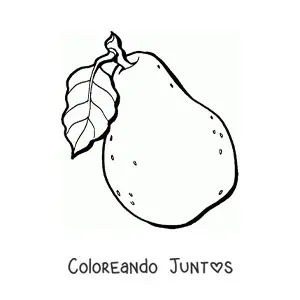 Imagen para colorear de una pera con una hoja en el tallo