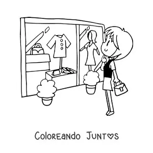 Imagen para colorear de una tienda de camisas de mujer