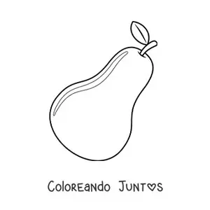 Imagen para colorear de una pera brillante con tallo y hoja
