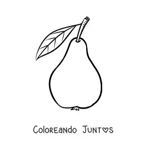 Imagen para colorear de una pera con tallo y hoja