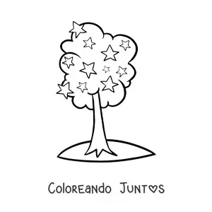 Imagen para colorear de un árbol de estrellas