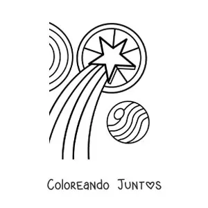 Imagen para colorear de una estrella con bambalinas y gorro de Navidad
