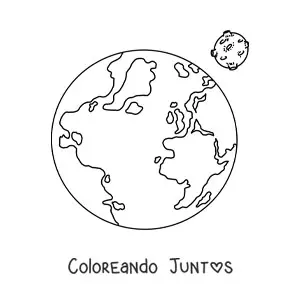 Imagen para colorear de la Tierra y la Luna