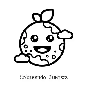 Imagen para colorear del planeta Tierra kawaii