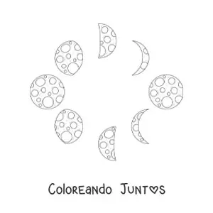 Imagen para colorear de las fases de la Luna