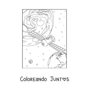 Imagen para colorear de un satélite en el espacio