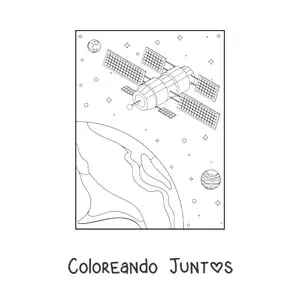 Imagen para colorear de un satélite artificial en la órbita terrestre
