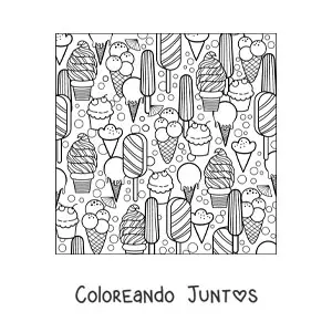 Imagen para colorear de varios helados de verano