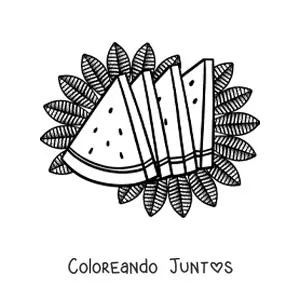 Imagen para colorear de varias raciones de sandías de verano