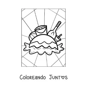 Imagen para colorear de varios juguetes de playa para el verano
