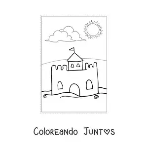 Imagen para colorear de un castillo de arena en verano