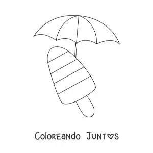 Imagen para colorear de una sombrilla y una paleta de helado para el verano