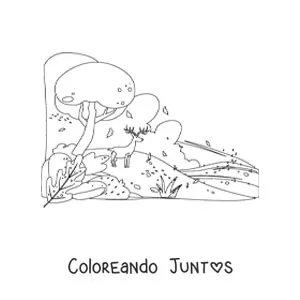 Imagen para colorear de un bosque en otoño