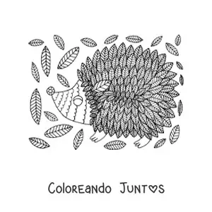 Imagen para colorear de un erizo de otoño