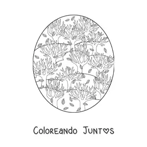Imagen para colorear de varios árboles en otoño