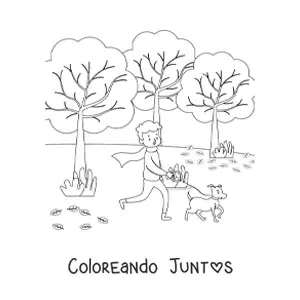 Imagen para colorear del otoño en el parque