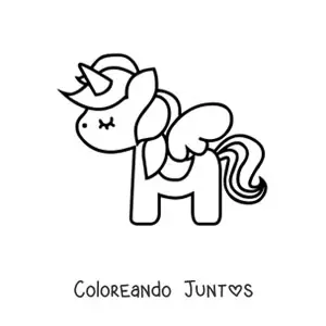 Unicornio kawaii con alas
