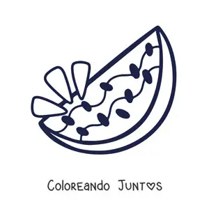 Imagen para colorear de media sandía jugosa
