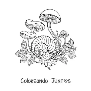 Imagen para colorear de varios hongos de otoño