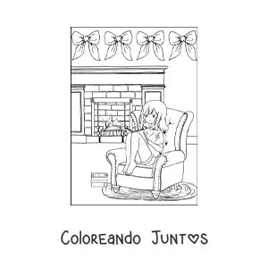 Junto a la chimenea en invierno
