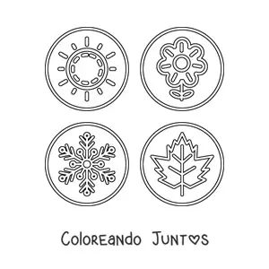 Imagen para colorear de las estaciones del año