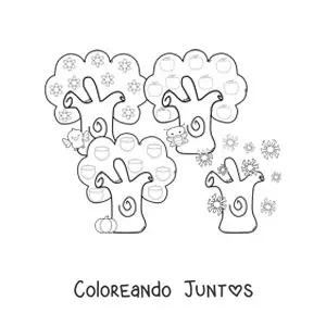 Imagen para colorear de árboles en las estaciones del año