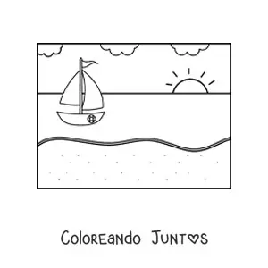Imagen para colorear de una playa sencilla