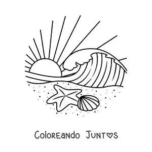 Imagen para colorear de una ola en la playa