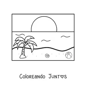 Imagen para colorear de un atardecer en el mar