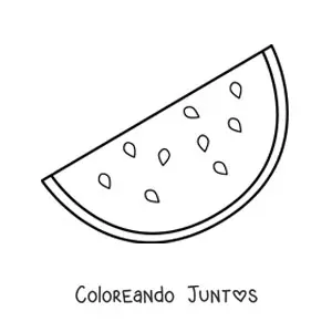 Imagen para colorear de media sandía con semillas