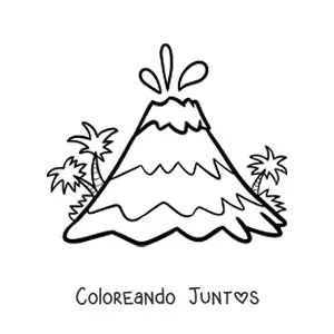 Imagen para colorear de un volcán en erupción
