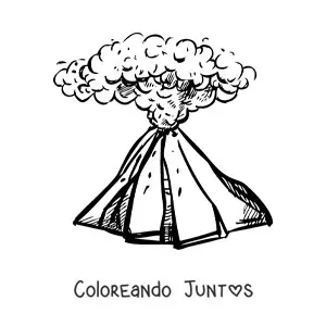 Imagen para colorear de un volcán con humo