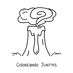 Imagen para colorear del humo y la lava de un volcán