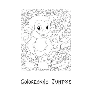 Imagen para colorear de un mono salvaje animado