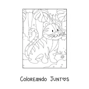 Imagen para colorear de un tigre salvaje animado