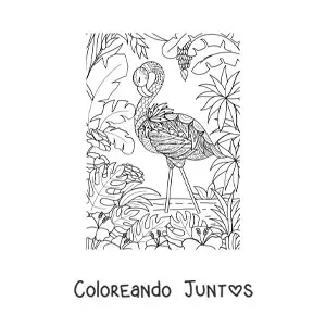 Imagen para colorear de un flamingo salvaje