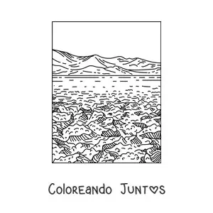 Imagen para colorear de un paisaje con clima árido