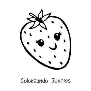 Imagen para colorear de una fresa kawaii