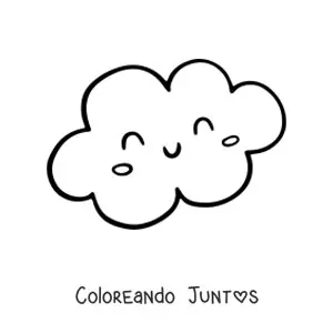 Imagen para colorear de nube kawaii grande sonriendo