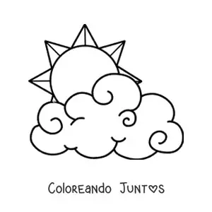 Imagen para colorear de nube grande con Sol