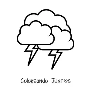 Imagen para colorear de 3 nubes con 2 rayos