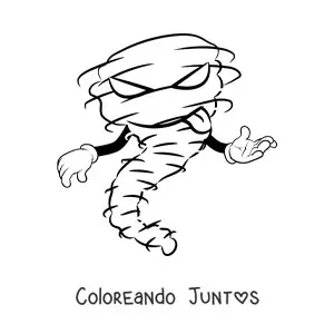 Imagen para colorear de huracán animado malvado con manos