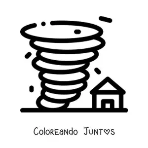 Imagen para colorear de huracán a punto de destrozar una casa