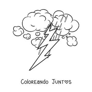 Imagen para colorear de lluvia y relámpago en una tormenta eléctrica