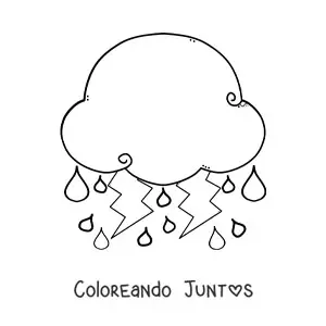 Imagen para colorear de nube de lluvia con relámpagos