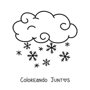 Imagen para colorear de nube con copos de nieve