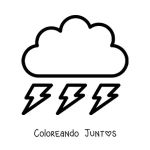 Imagen para colorear de nube con 3 rayos
